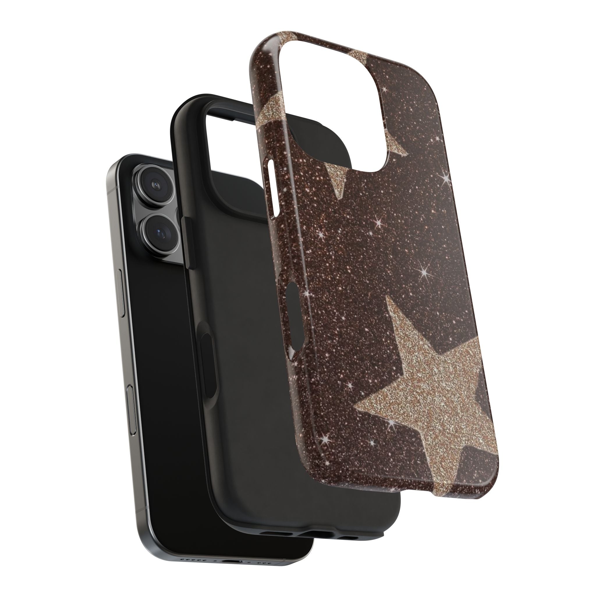 BROWN GOLD STARS PHONE CASE