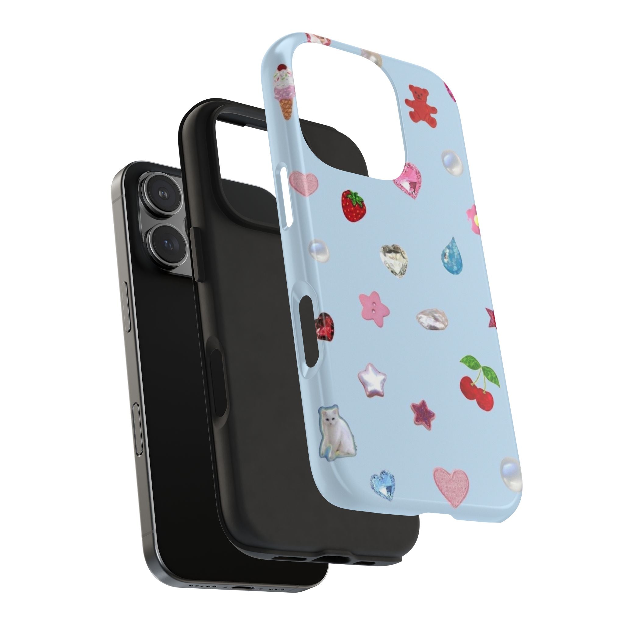 BLUE RHINESTONE GEMS PHONE CASE