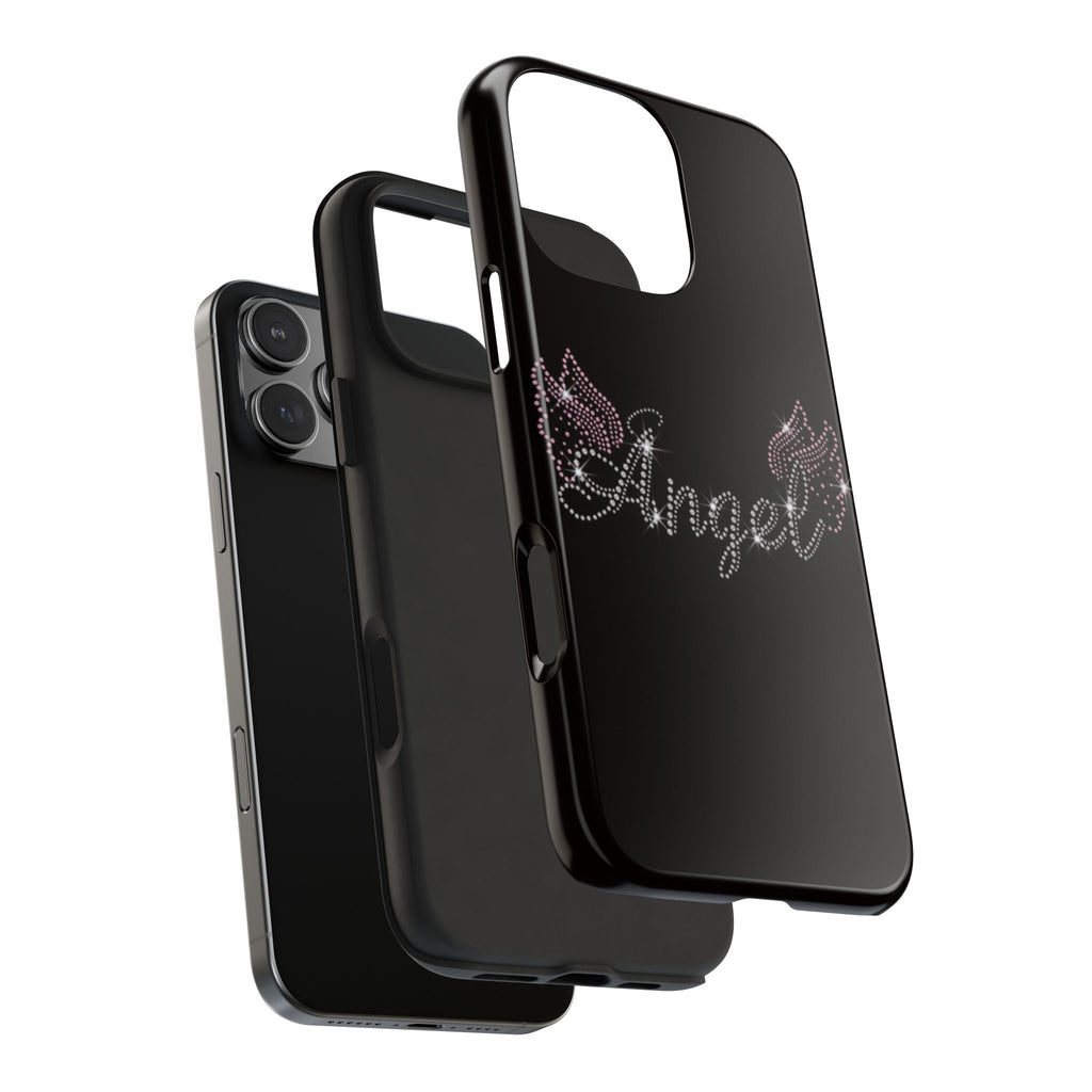 BLACK DIAMOND ANGEL PINK WINGS PHONE CASE