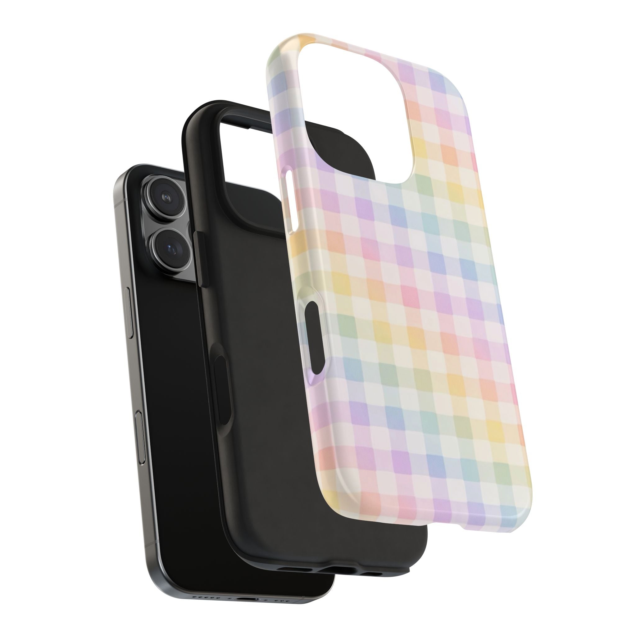 RAINBOW GLOW CHECKERED PHONE CASE