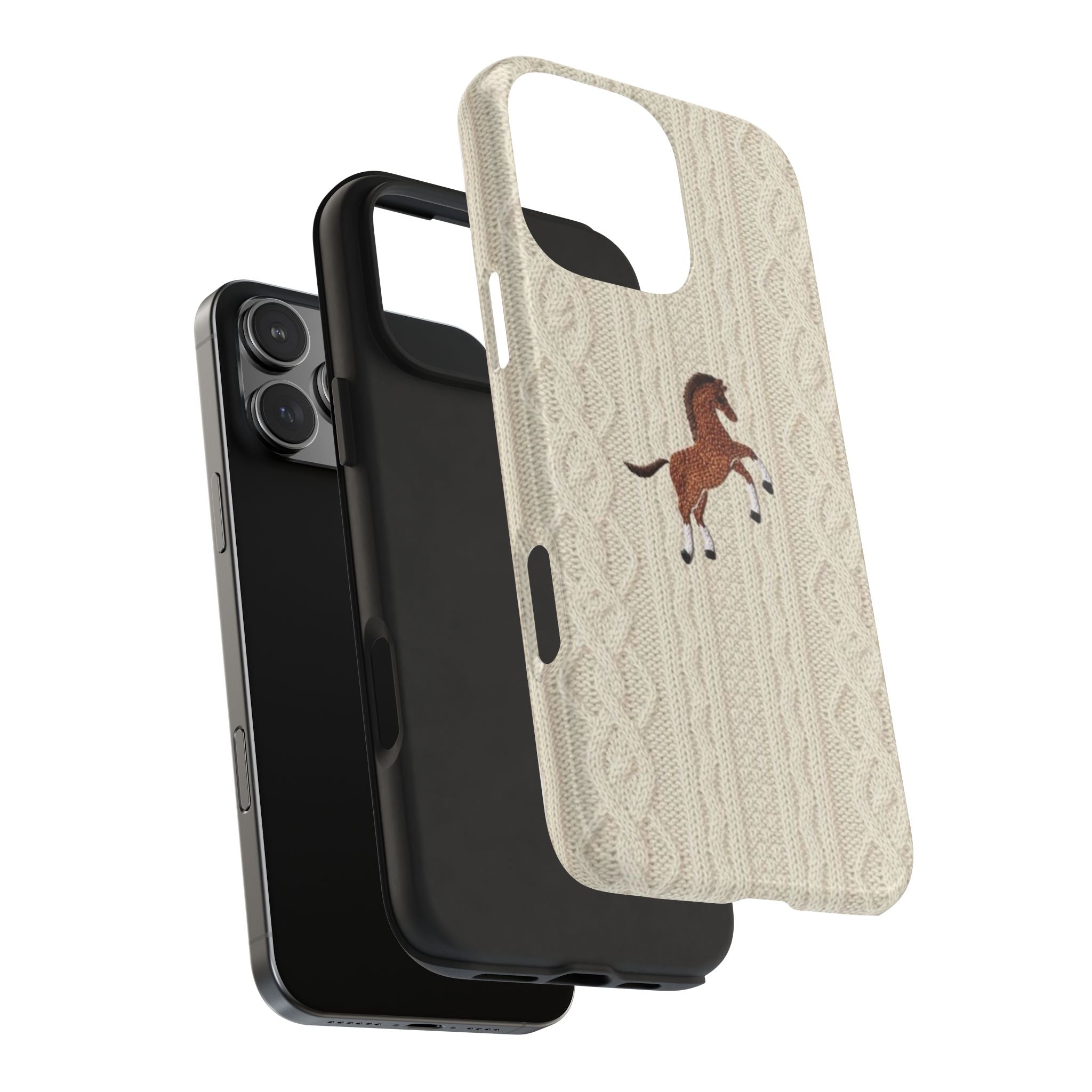 BEIGE KNIT HORSE PHONE CASE