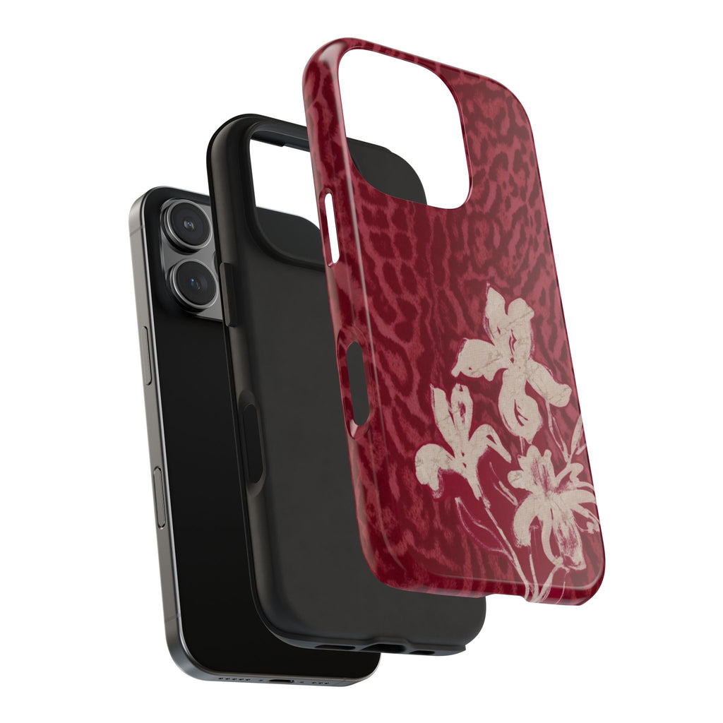 RED LEOPARD LILY PHONE CASE