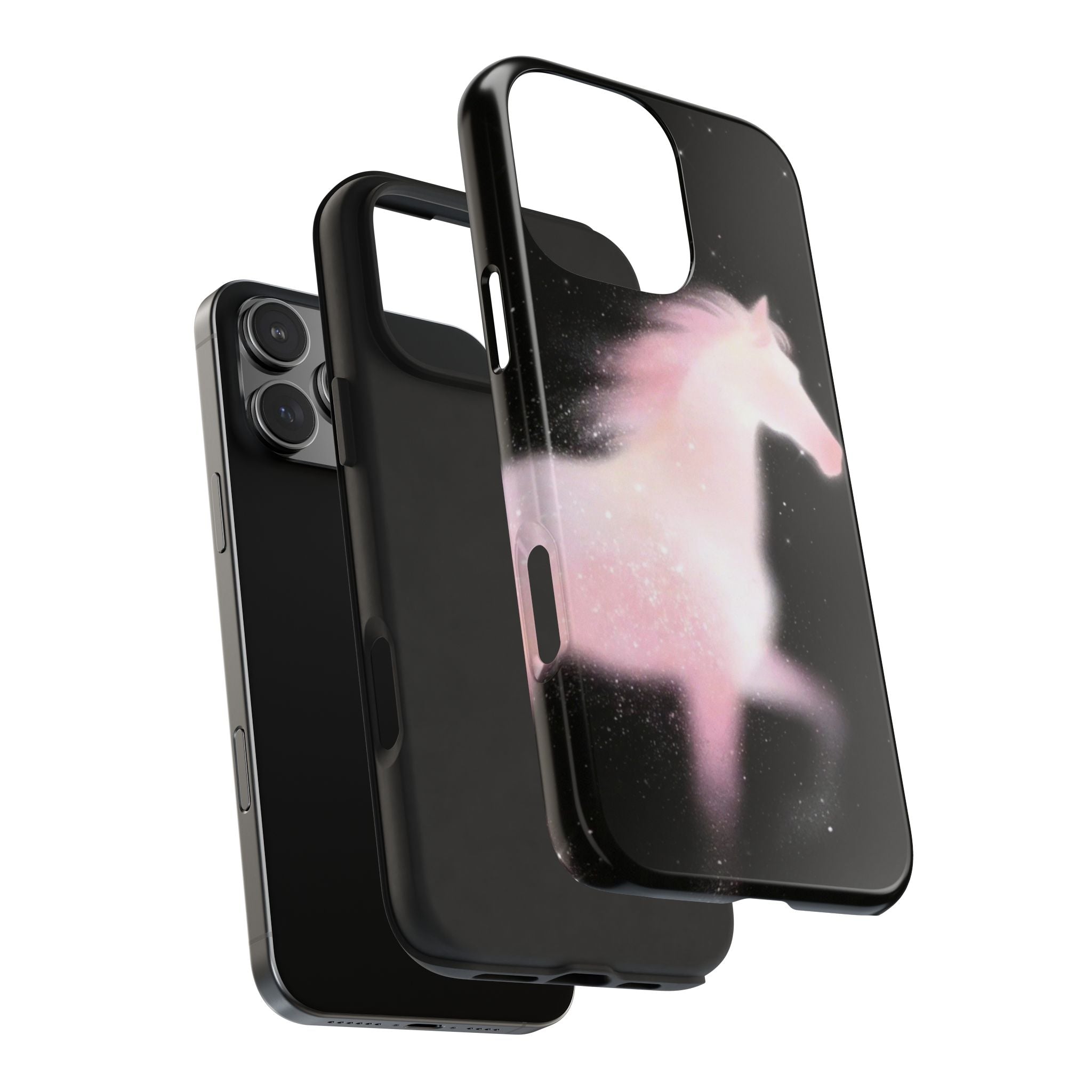 BLACK & PINK HORSE GALAXY PHONE CASE