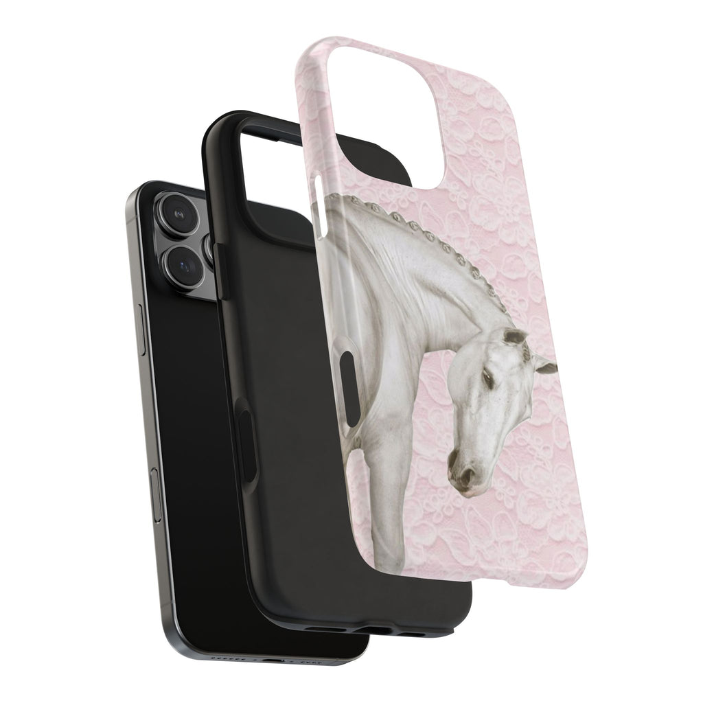 PINK LACE WHITE HORSE PHONE CASE