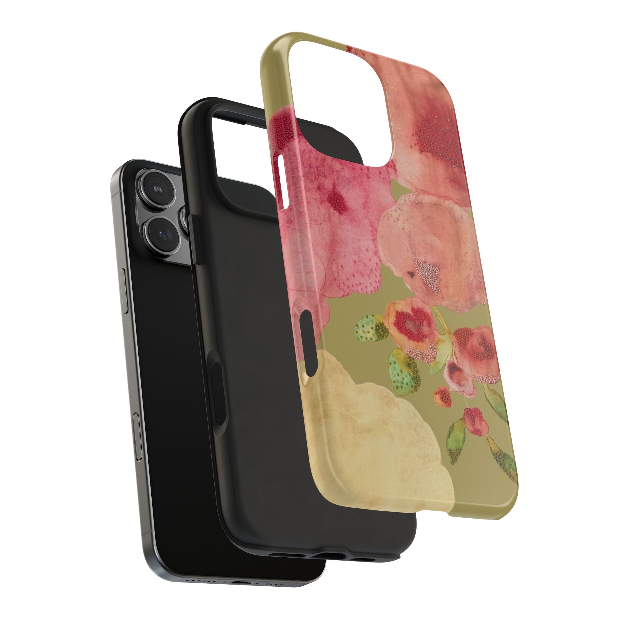 Wildflower dream phone case with watercolor floral print, visible camera cutouts