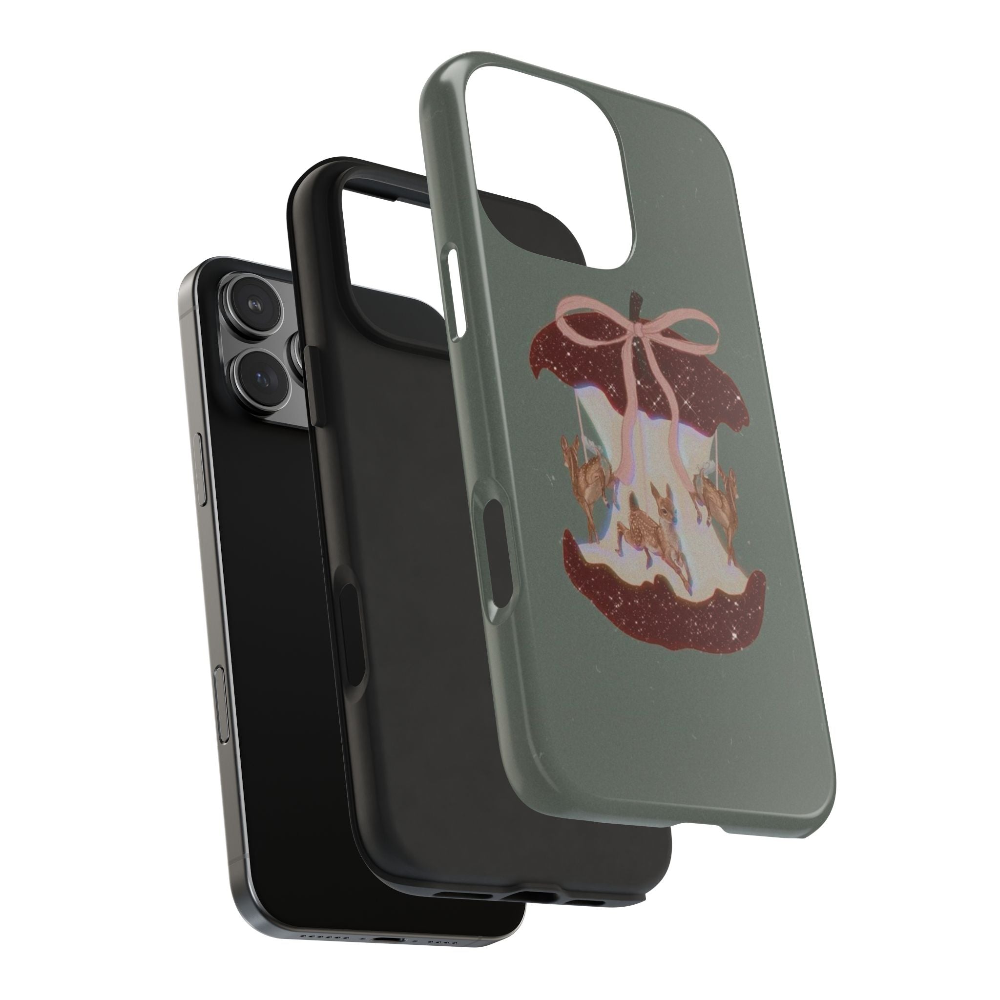 GREEN WHIMSY RED APPLE DEER PHONE CASE