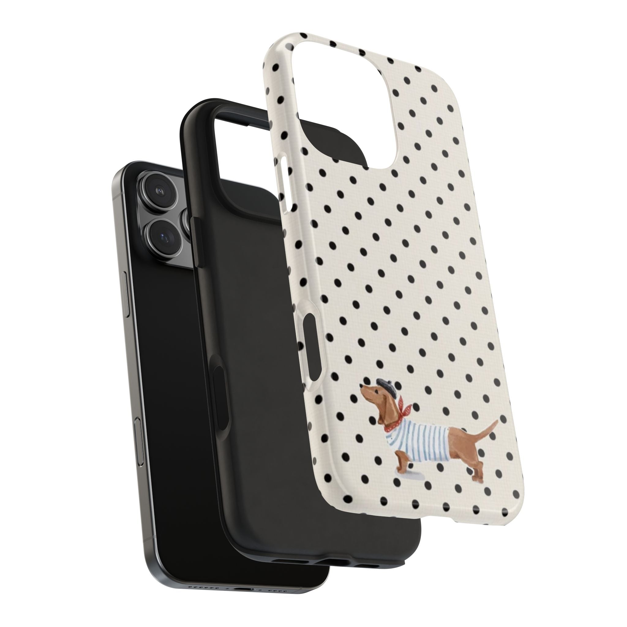 CLASSIC POLKA DOTS SAILOR DACHSHUND PUPPY PHONE CASE