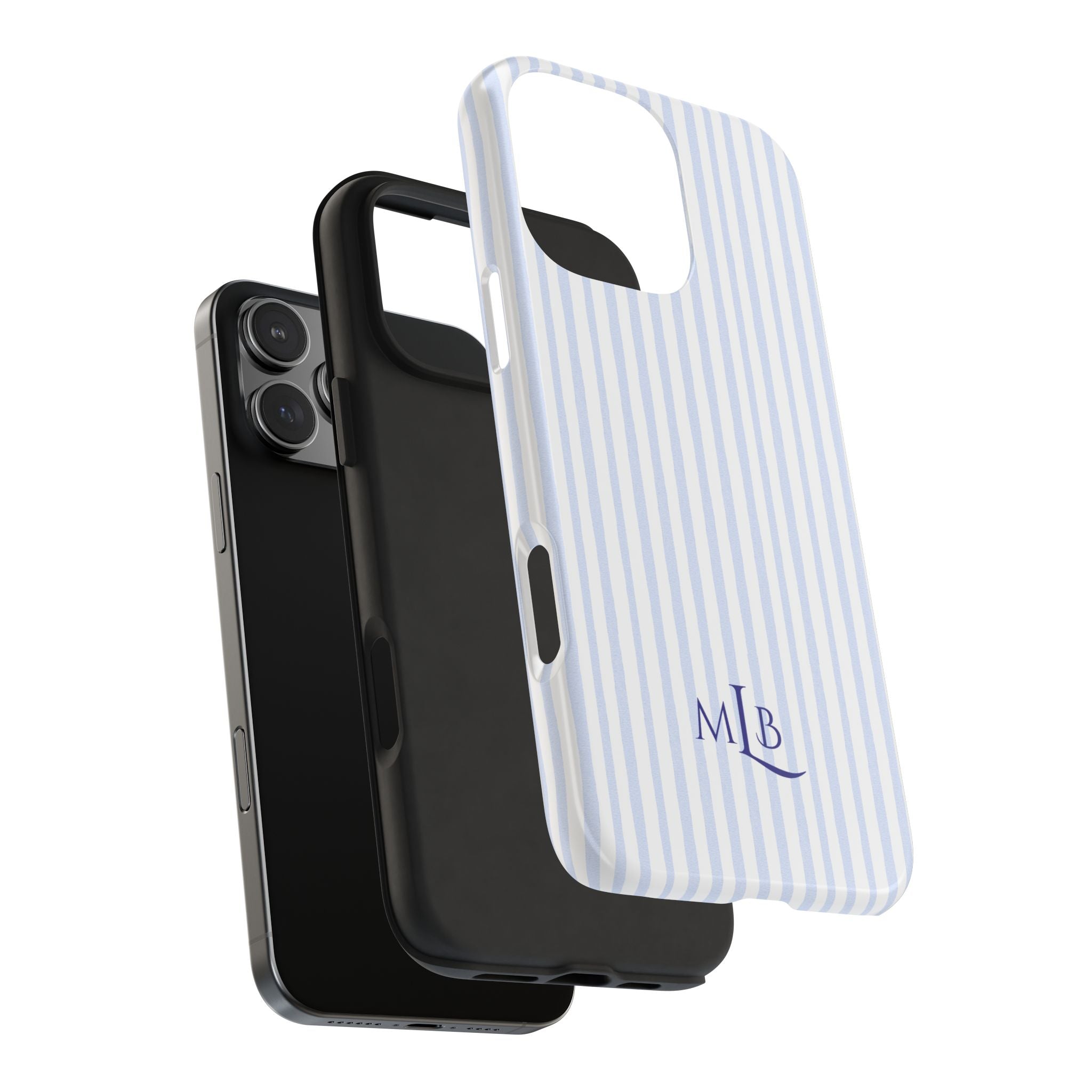 PERSONALIZED NAME CUSTOM BLUE STRIPES MONOGRAM INITIALS PHONE CASE