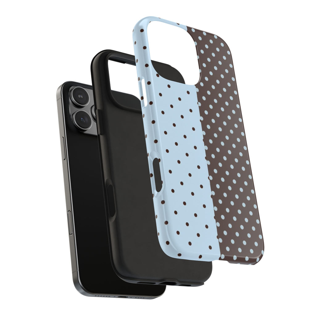 MOCHA BLUE POLKA DOTS PHONE CASE