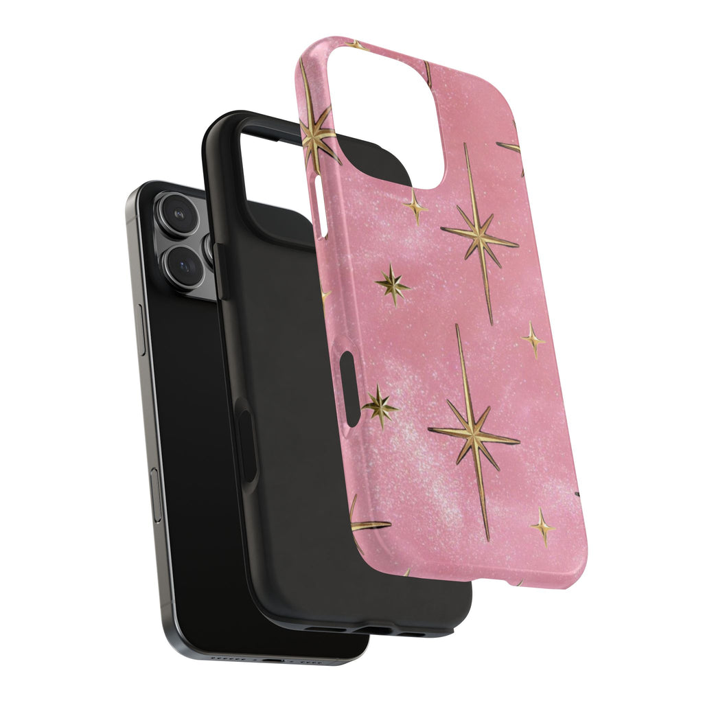 WISHING ON A STAR PINK GLITTER GOLD PHONE CASE