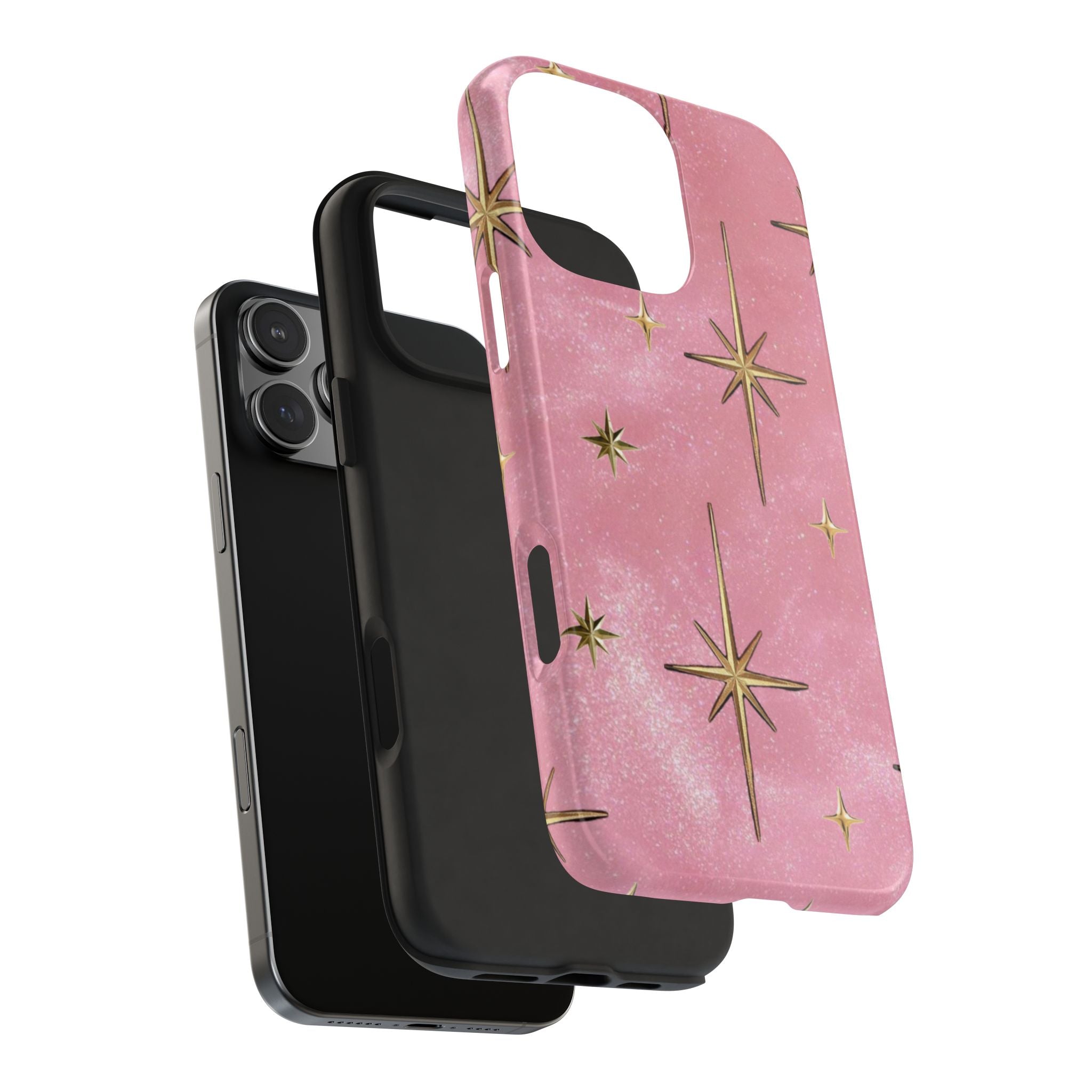 WISHING ON A STAR PINK GLITTER GOLD PHONE CASE