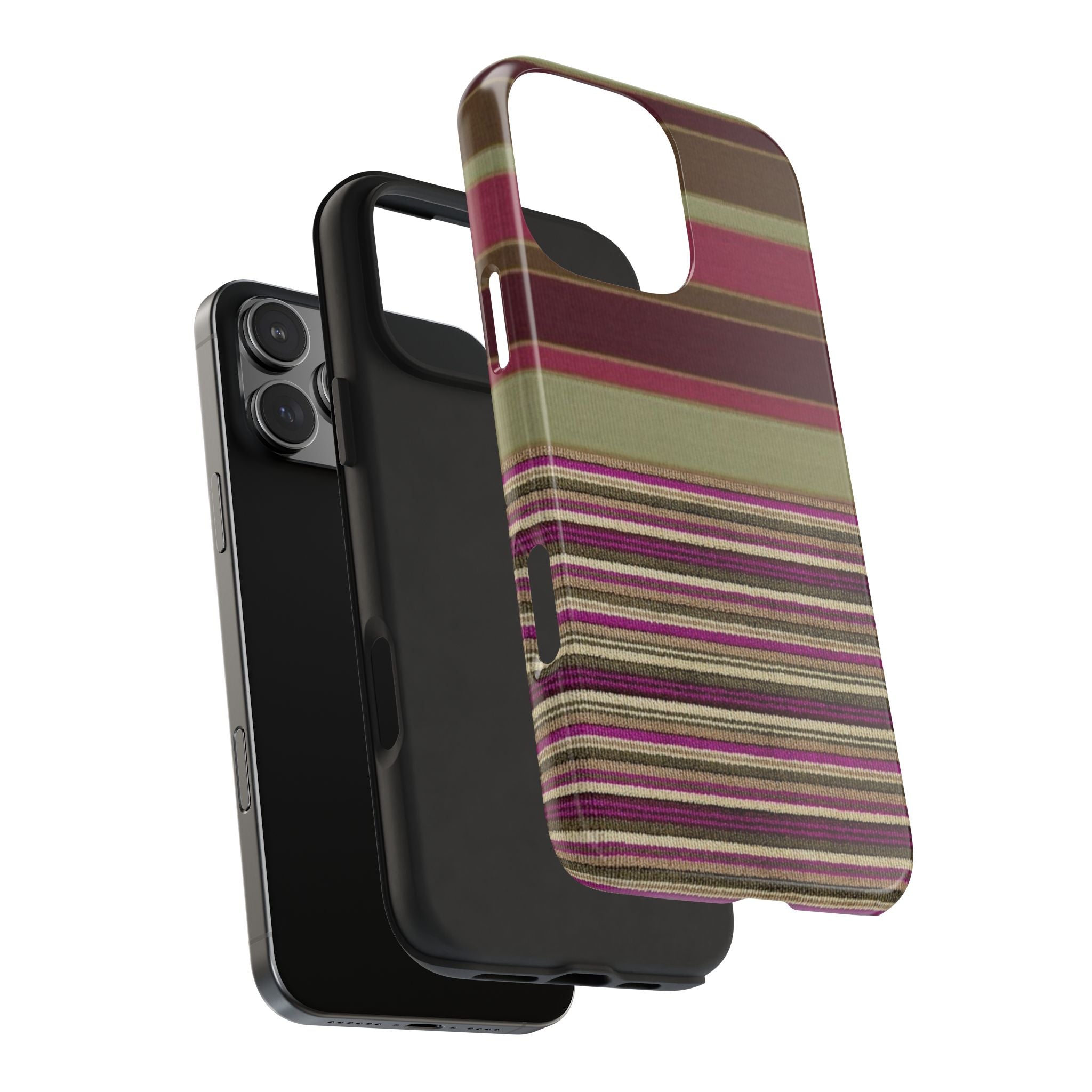 AUTUMN CRANBERRY STRIPES PHONE CASE