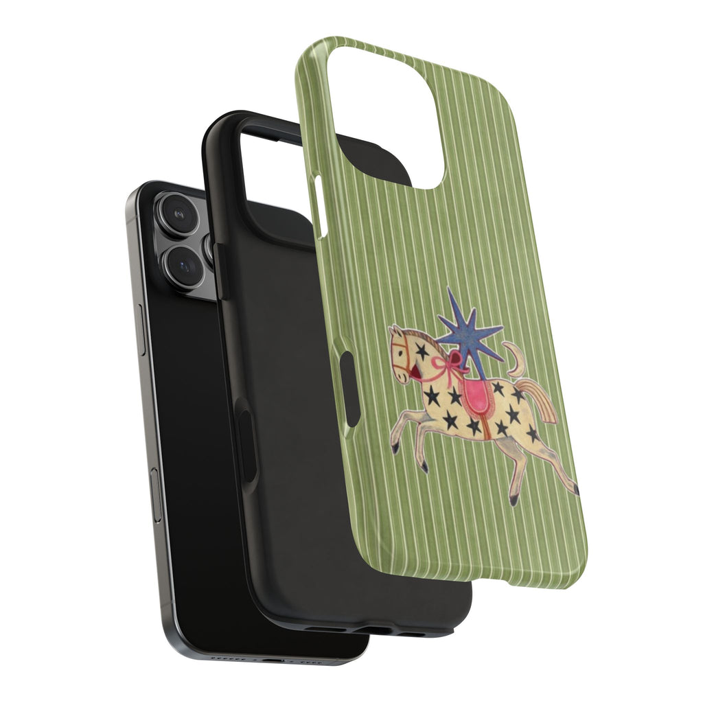 GREEN STRIPES WESTERN STAR HORSE PHONE CASE