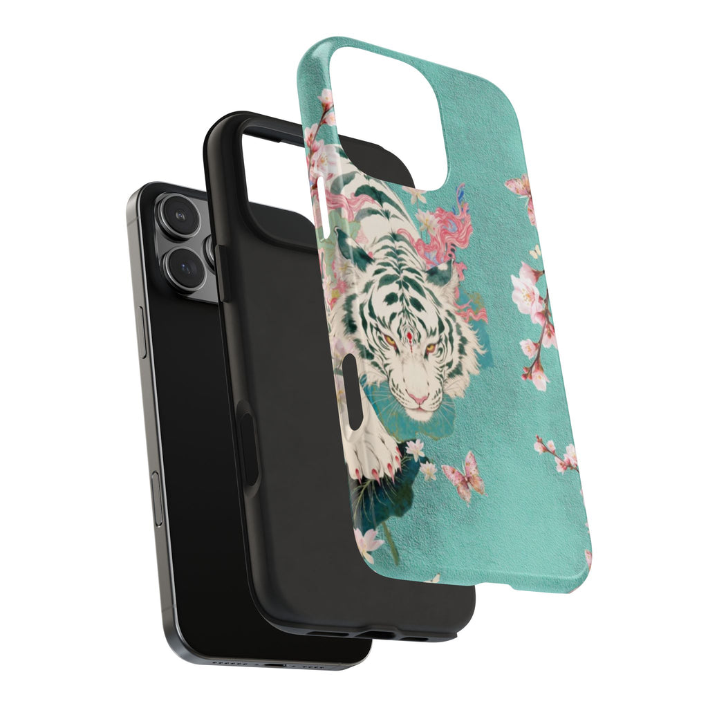 MINT BLUE TIGER BLOSSOM PHONE CASE