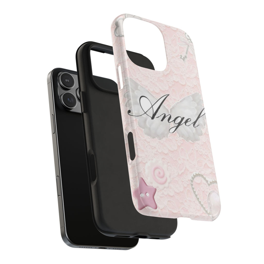 BABY PINK LACE ANGEL PHONE CASE
