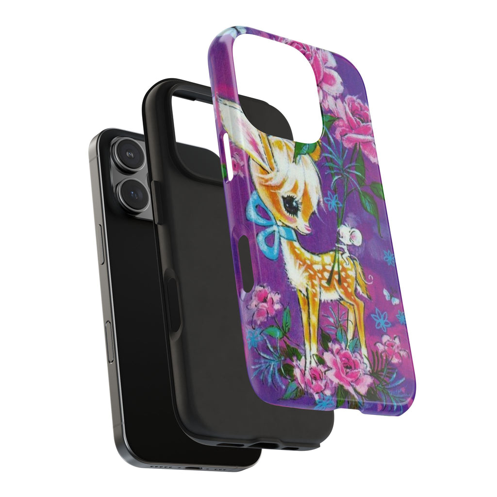 PURPLE FLORAL WHIMSY DEER PHONE CASE