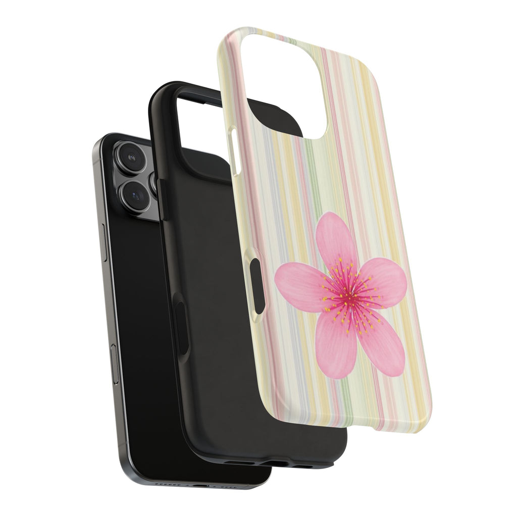 POPPY STRIPES PINK FLOWER PHONE CASE
