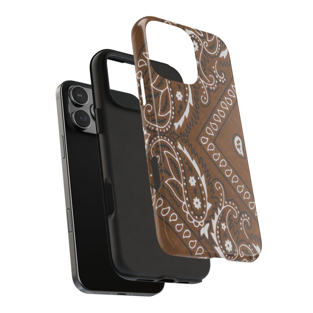 BROWN WESTERN BANDANA PHONE CASE