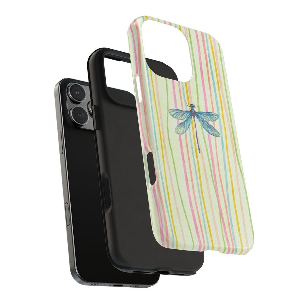 GREEN STRIPES DRAGONFLY PHONE CASE