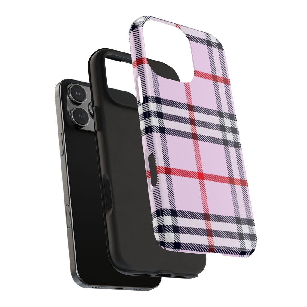 PINK POSH PLAID STRIPES PHONE CASE