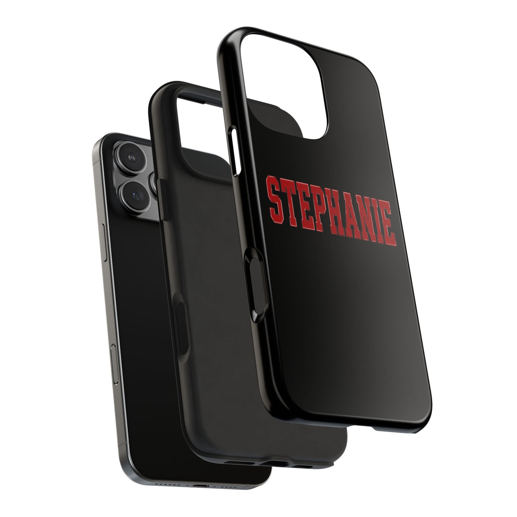 PERSONALIZED NAME CUSTOM BLACK RED VARSITY PHONE CASE