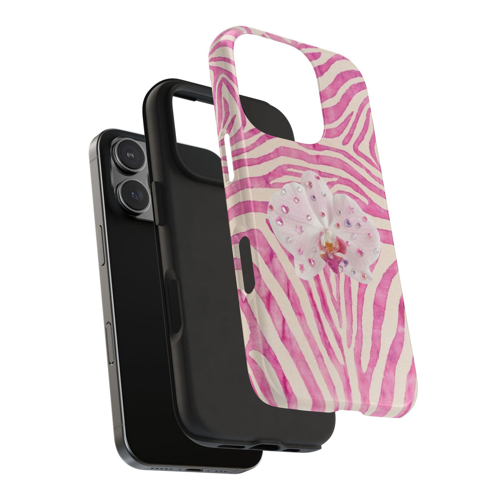 PINK ZEBRA FLOWER PHONE CASE