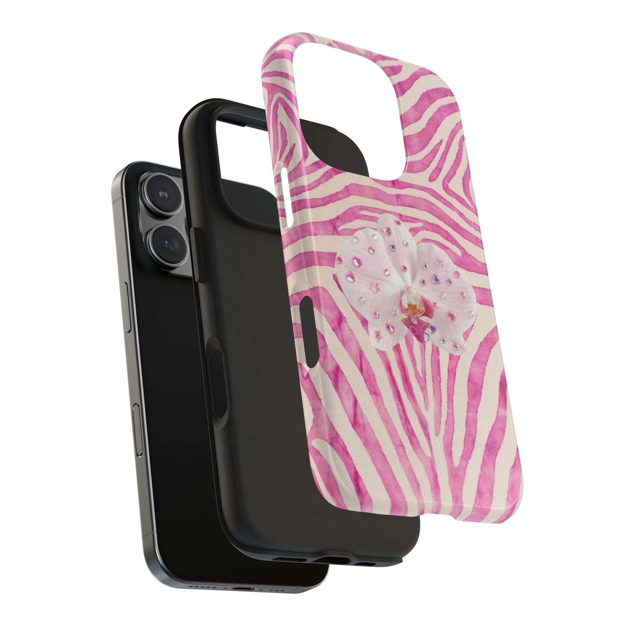 PINK ZEBRA FLOWER PHONE CASE