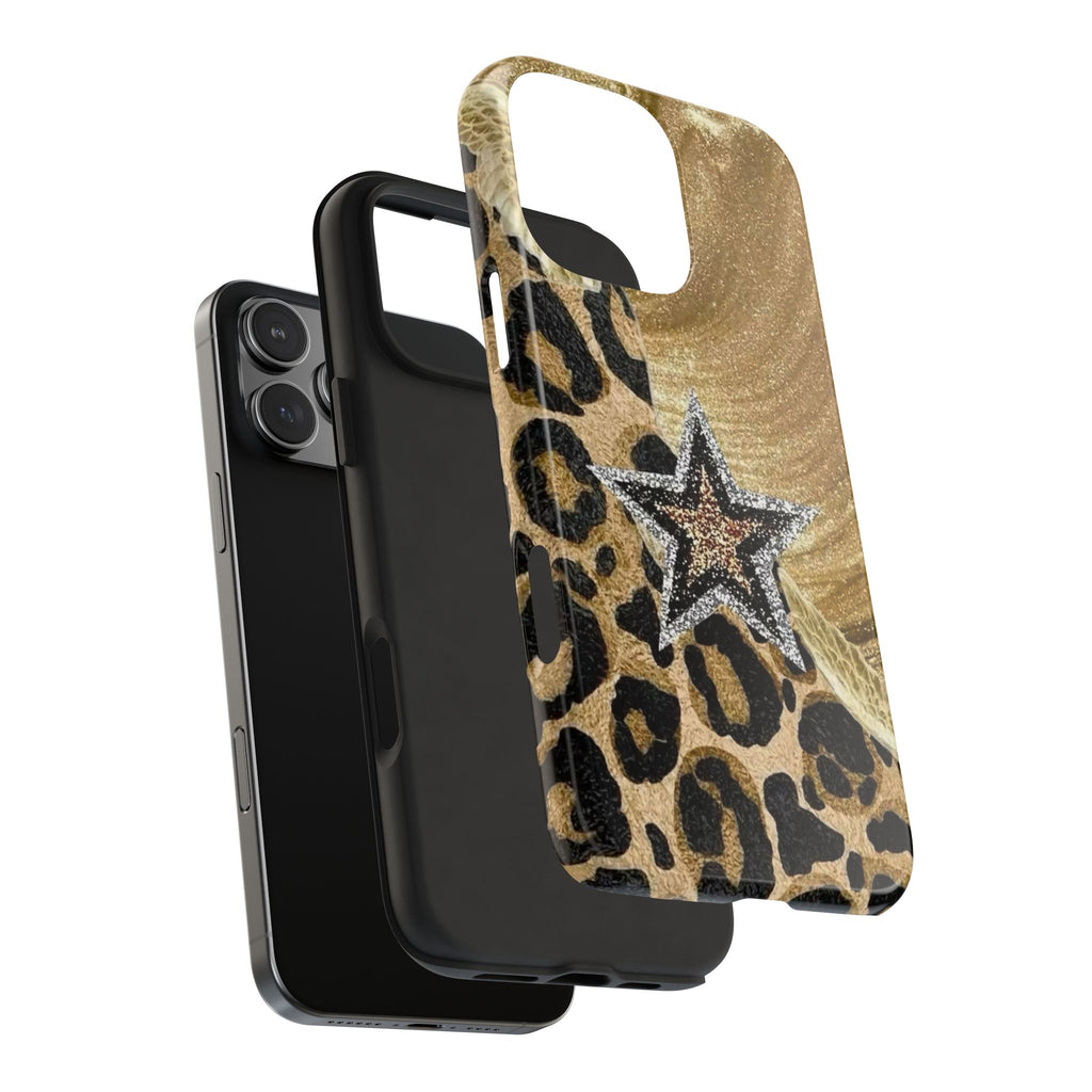 LEOPARD GOLD STAR PHONE CASE