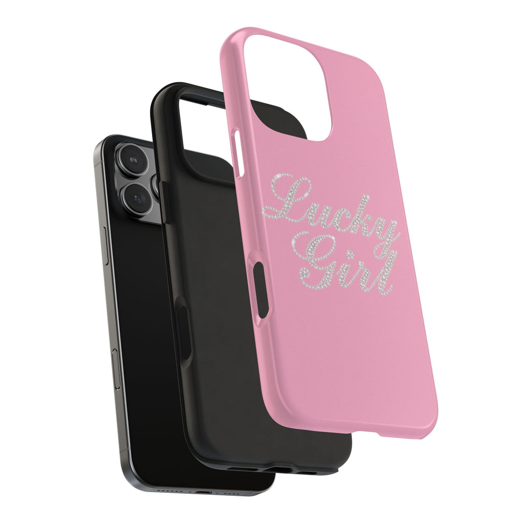 PINK LUCKY GIRL BEDAZZLED PHONE CASE