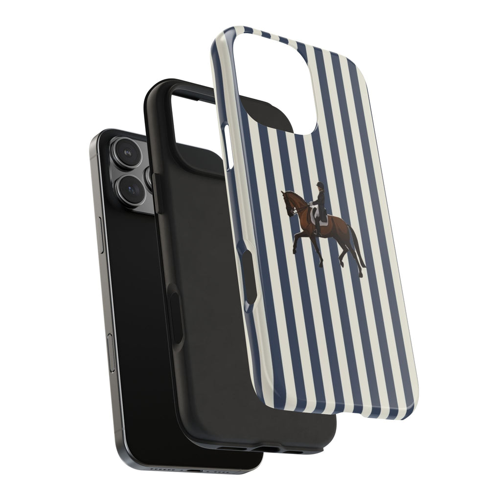 NAVY STRIPES JUMPING HORSE PHONE CASE