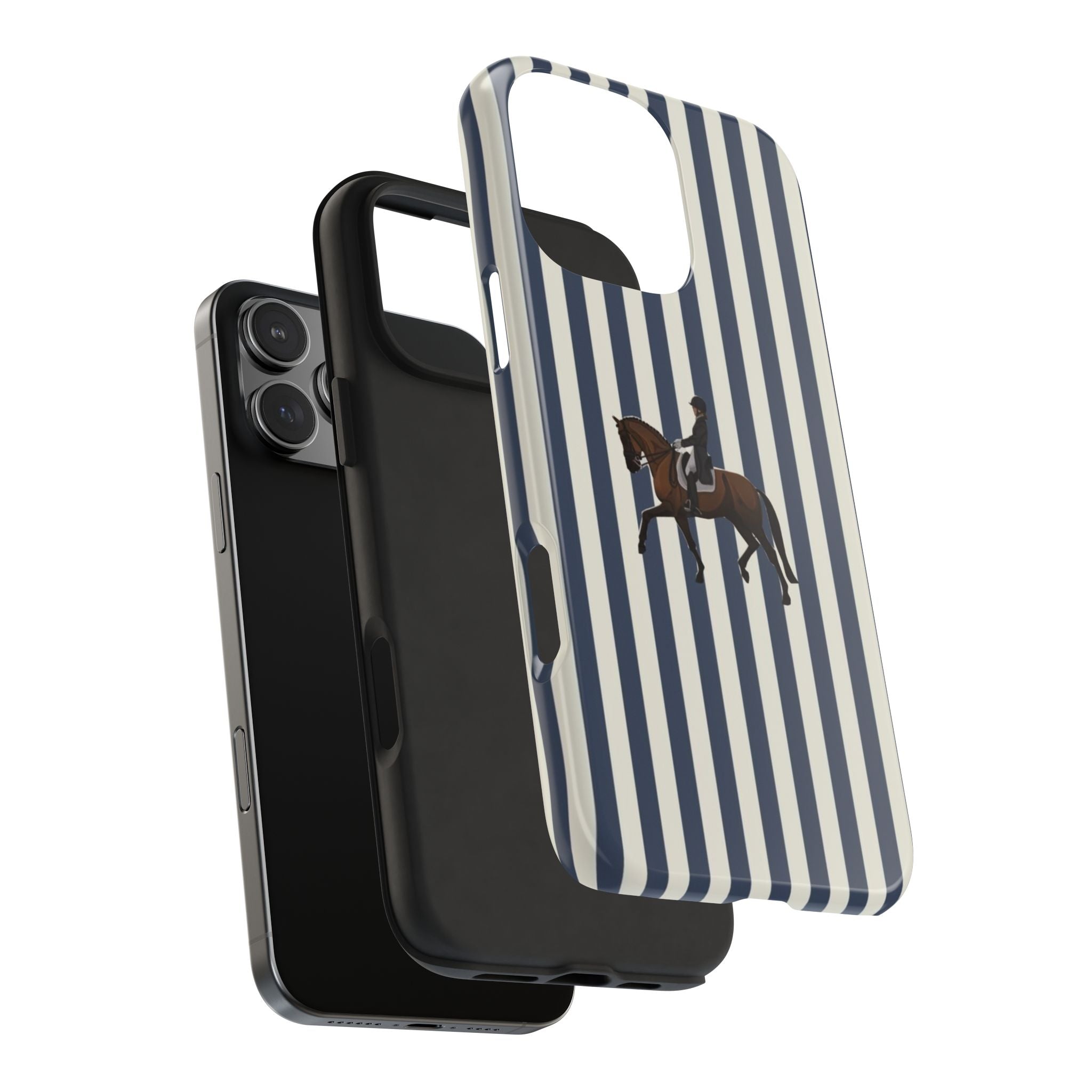 NAVY STRIPES JUMPING HORSE PHONE CASE