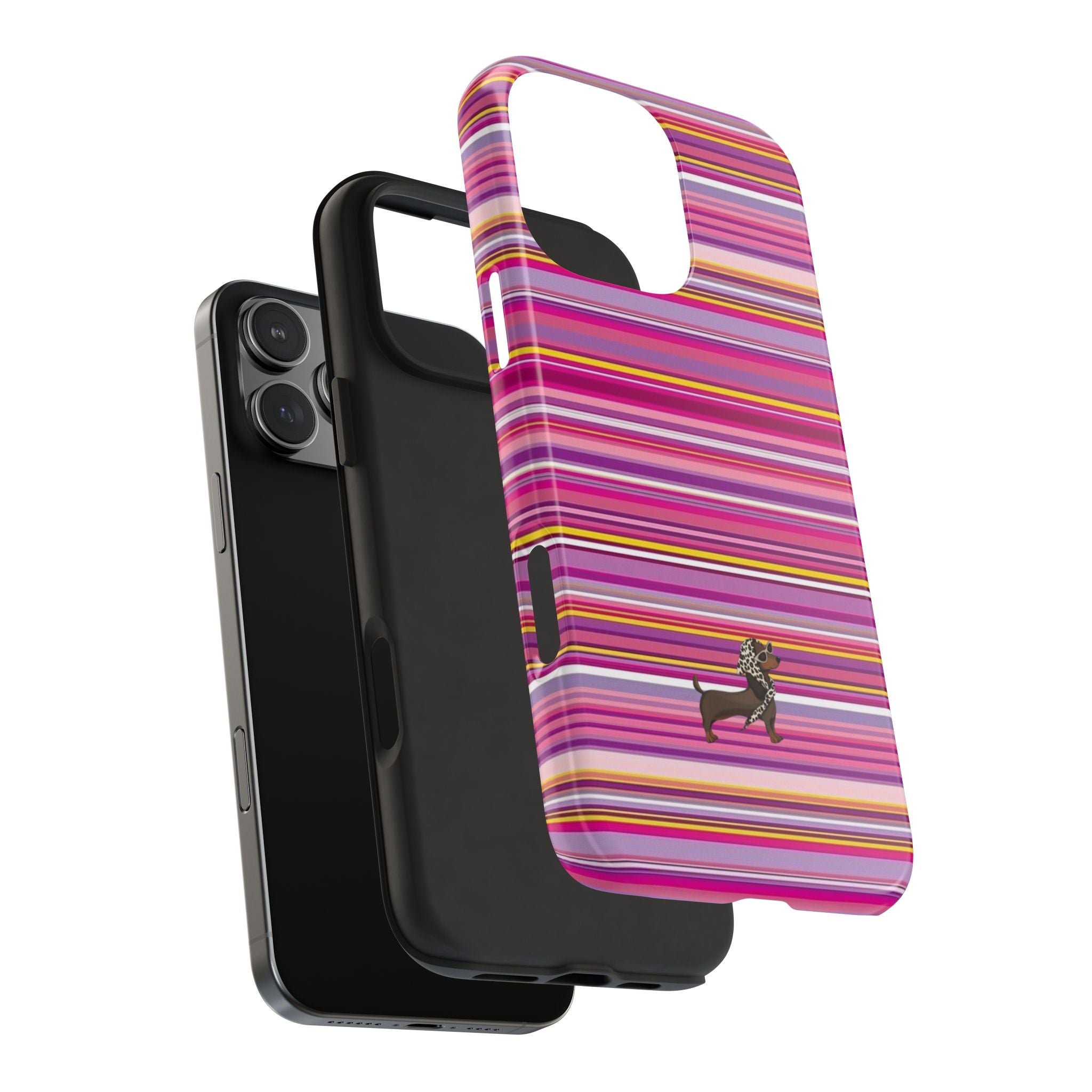 MULBERRY STRIPES MINI DACHSHUND PHONE CASE