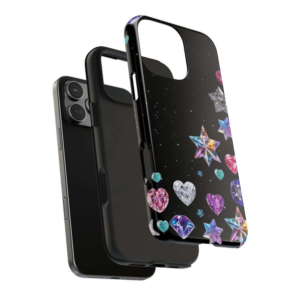 BLACK RHINESTONE GEMS PHONE CASE