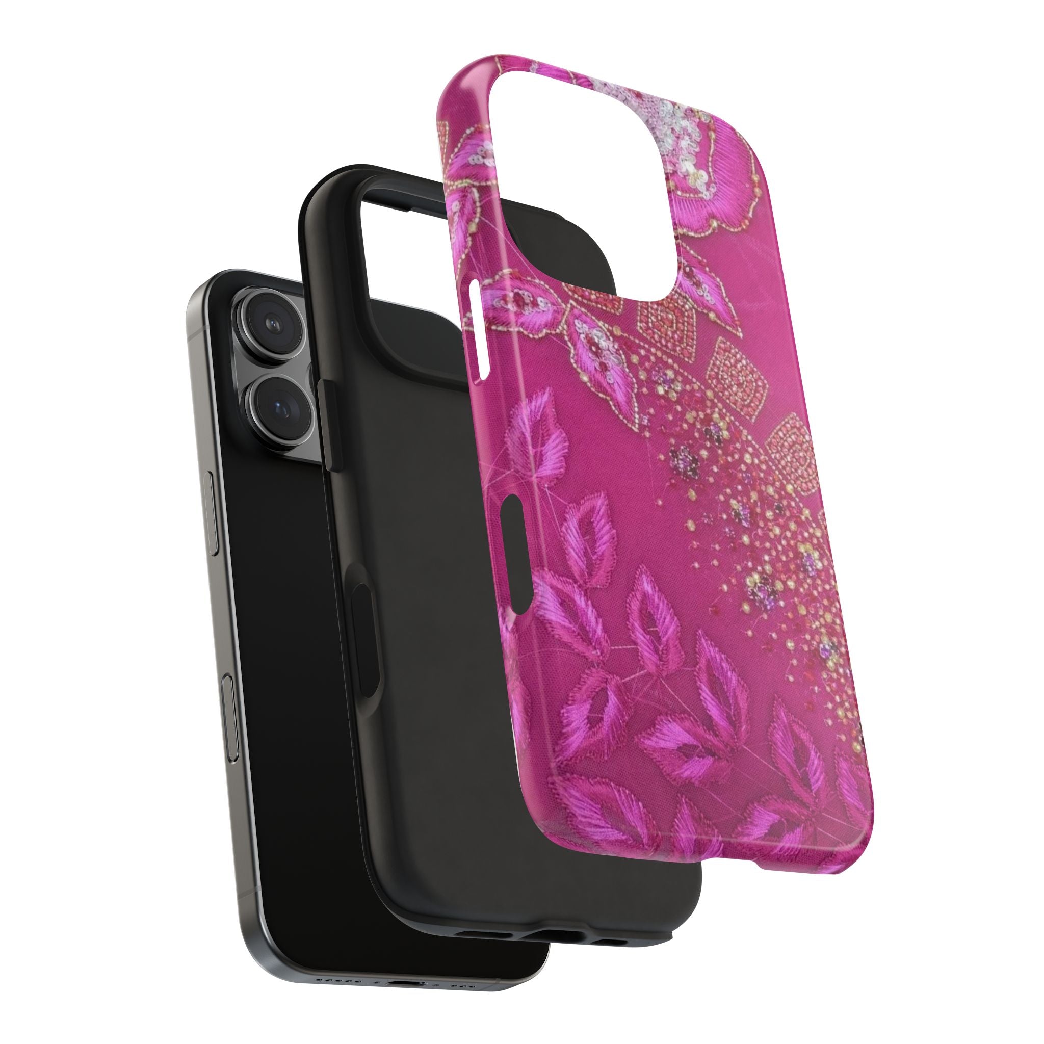 FUCHSIA PINK PRISM LEAVES PHONE CASE