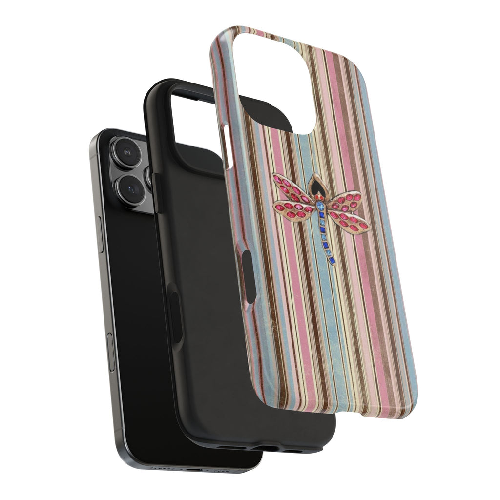 AUTUMN STRIPES DRAGONFLY PHONE CASE