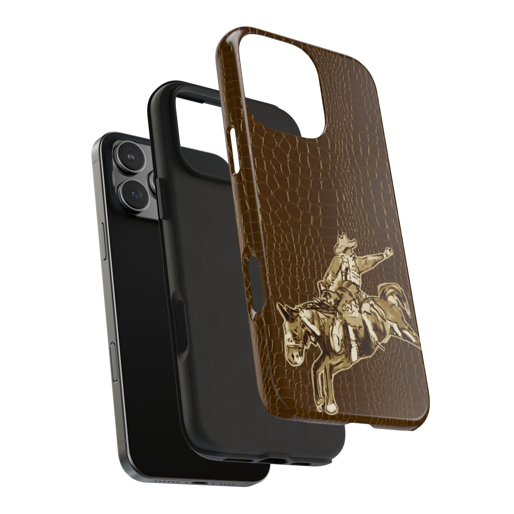 BROWN CROC WESTERN RODEO COWBOY PHONE CASE