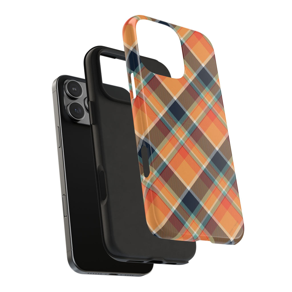 NAVY PUMPKIN CHECKERED PLAID PHONE CASE