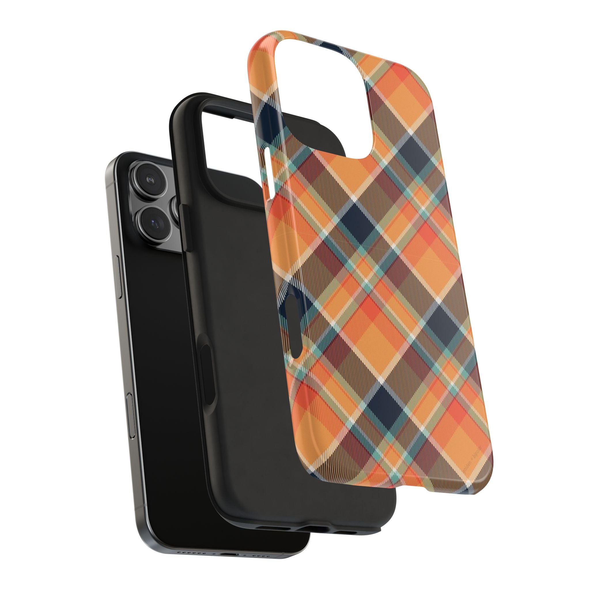 NAVY PUMPKIN CHECKERED PLAID PHONE CASE