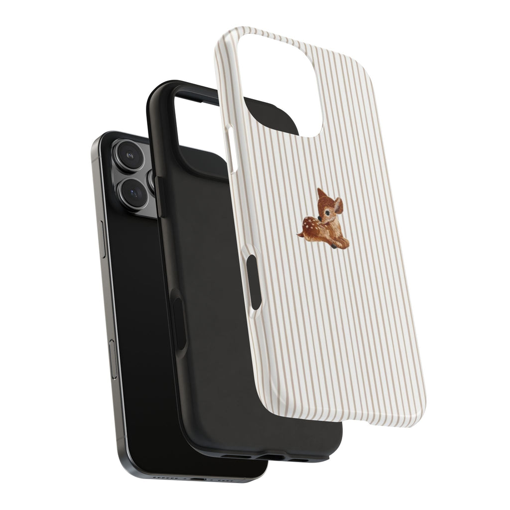 BEIGE STRIPES BABY DEER PHONE CASE