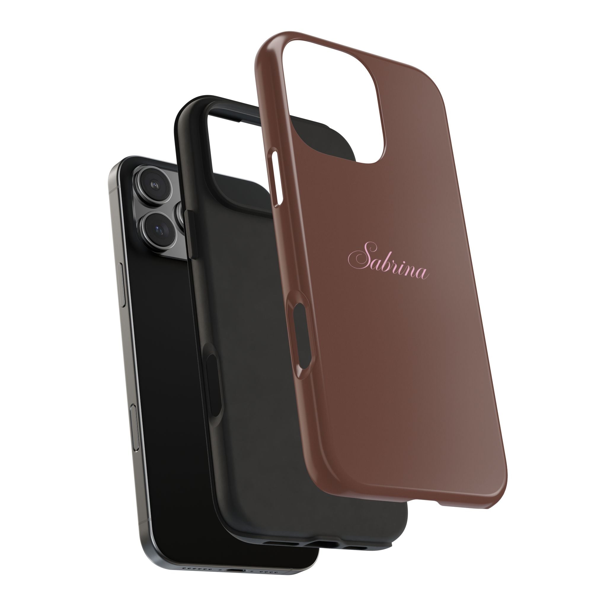 PERSONALIZED NAME CUSTOM BROWN & PINK MINIMALIST PHONE CASE