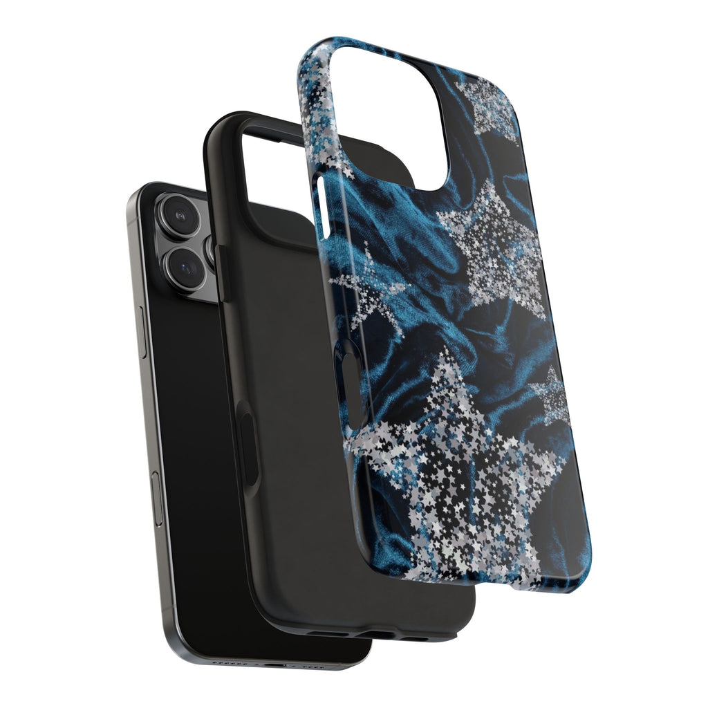 BLUE VELVET SILVER STARS PHONE CASE