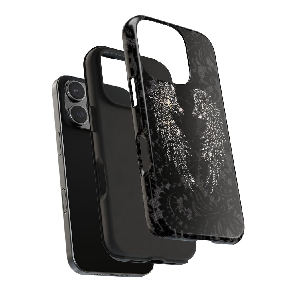 BLACK LACE ANGEL WINGS PHONE CASE