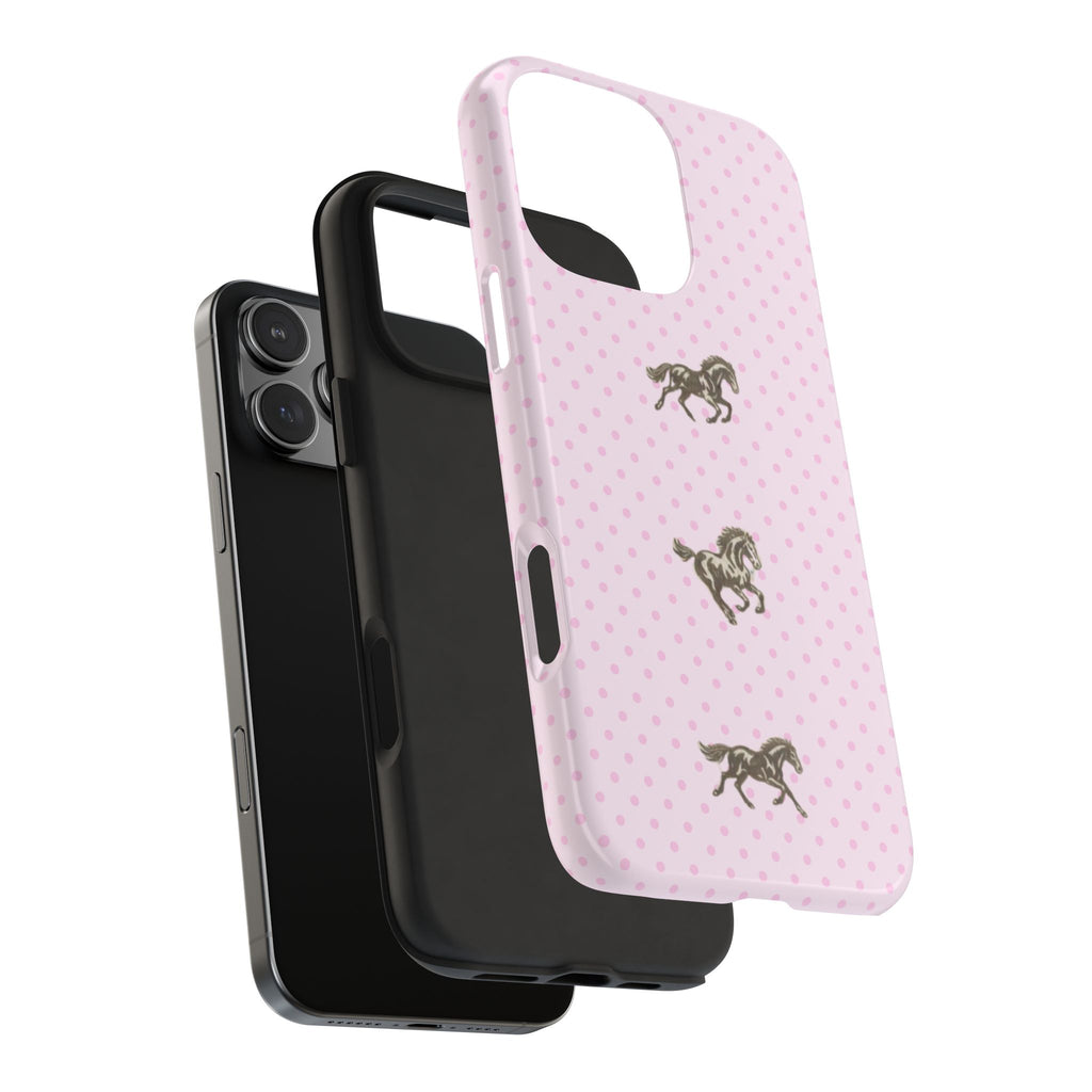 PINK POLKA DOTS WESTERN HORSES PHONE CASE