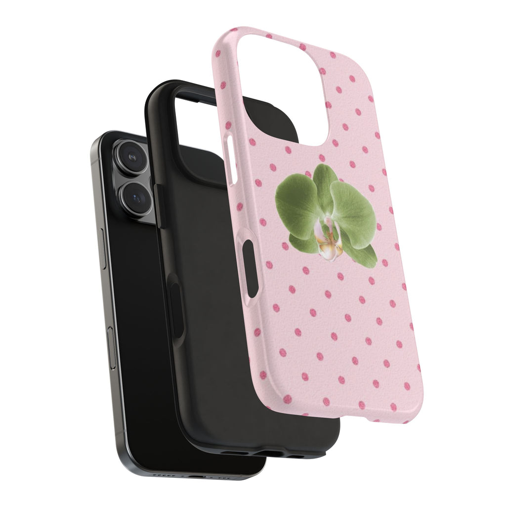 PINK POLKA DOTS GREEN FLOWER PHONE CASE
