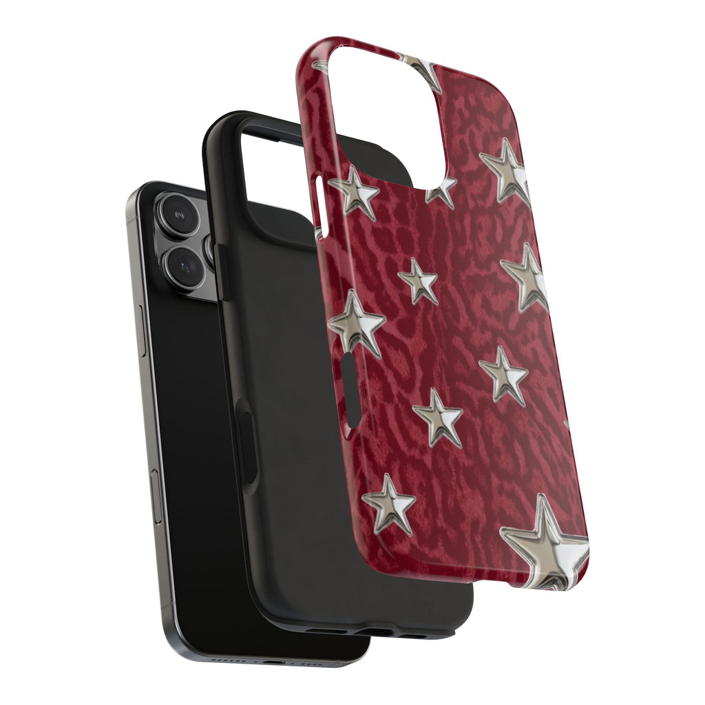 RED LEOPARD STARS PHONE CASE