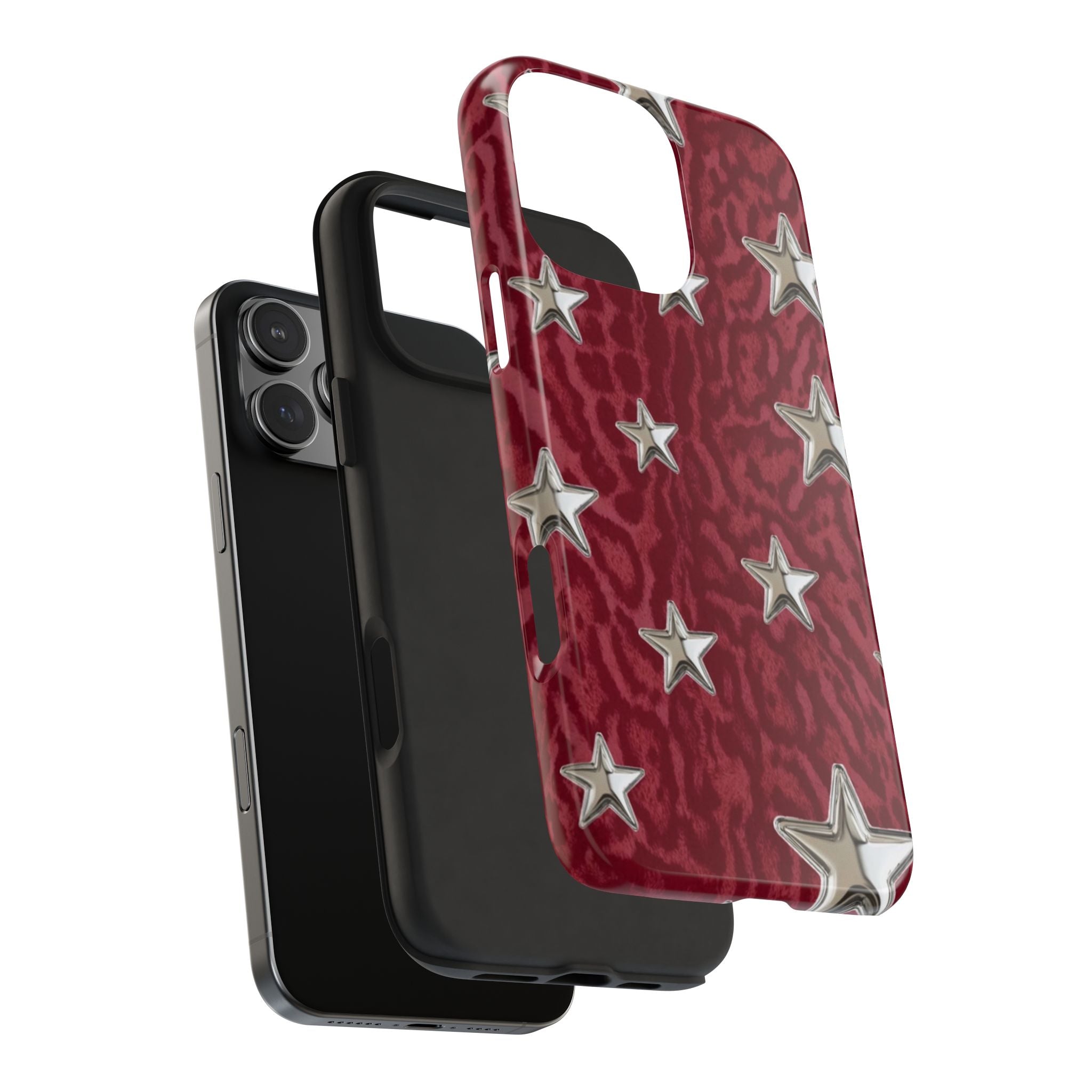 RED LEOPARD STARS PHONE CASE