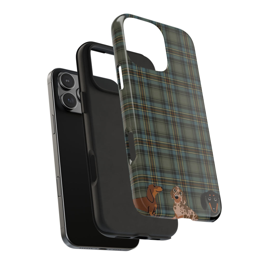 SCOTTISH TARTAN PLAID MINI DACHSHUNDS PHONE CASE