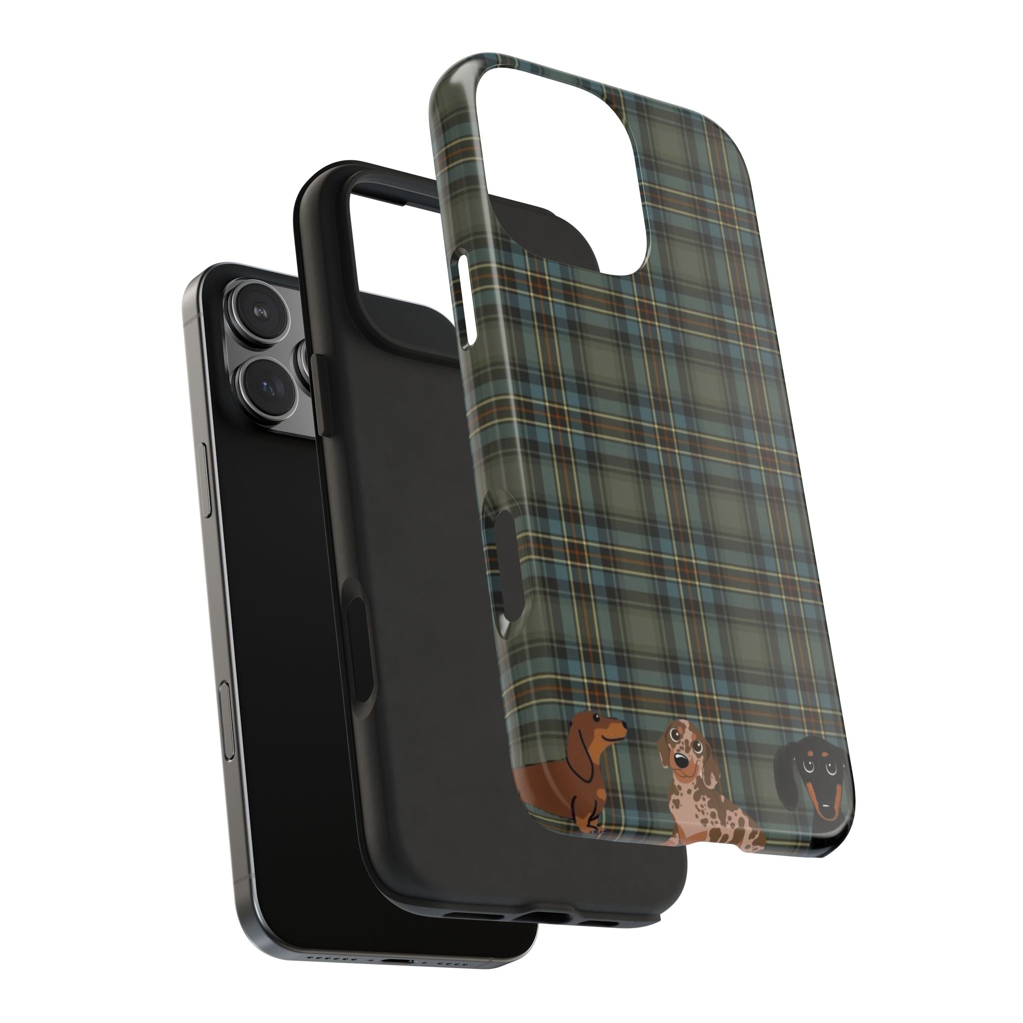 SCOTTISH TARTAN PLAID MINI DACHSHUNDS PHONE CASE
