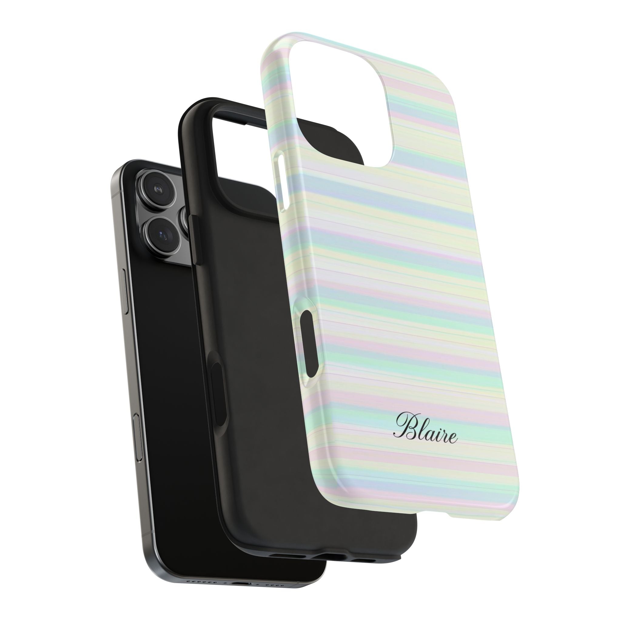 PERSONALIZED NAME CUSTOM SOFT PASTEL STRIPES PHONE CASE