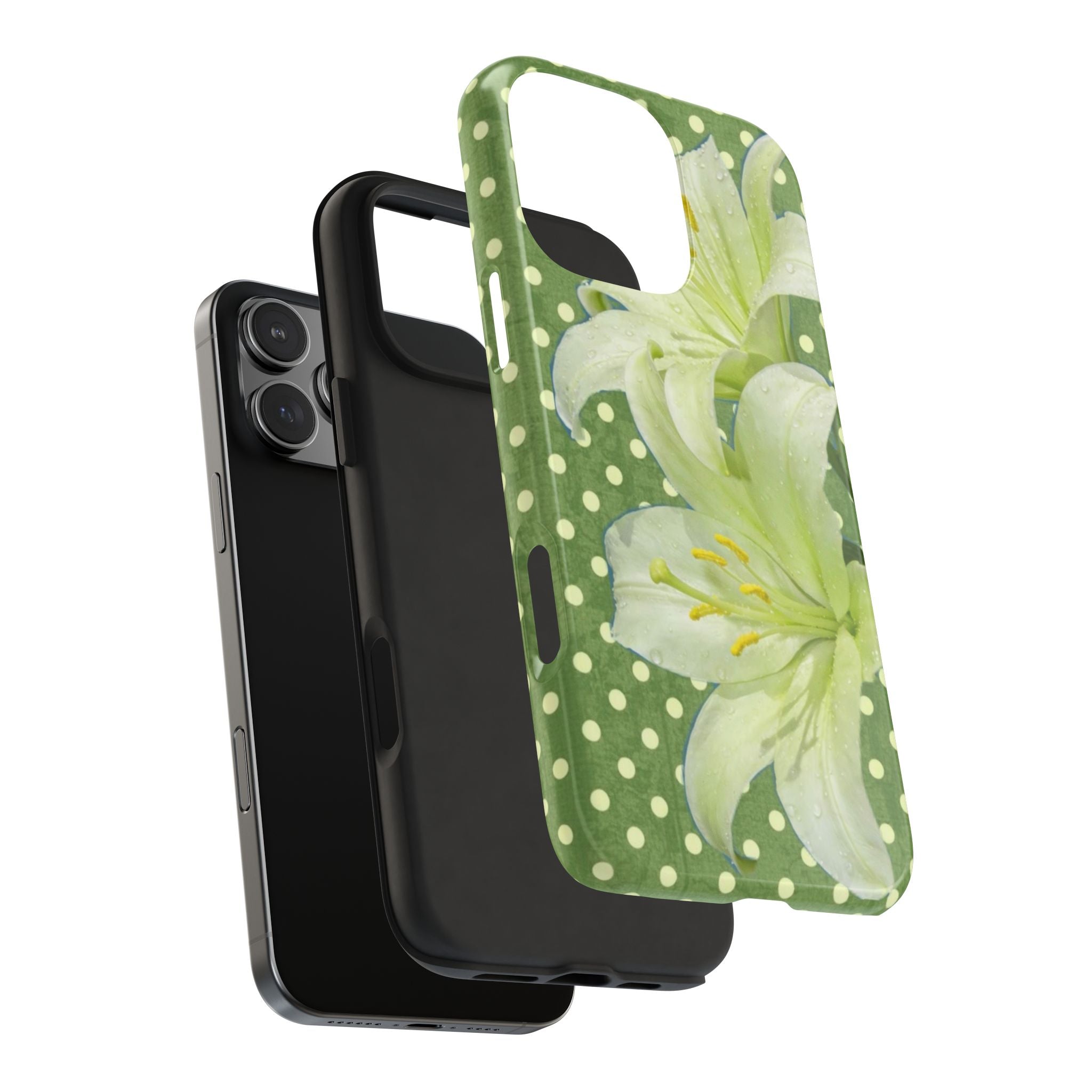 GREEN POLKA DOTS FLORAL PHONE CASE